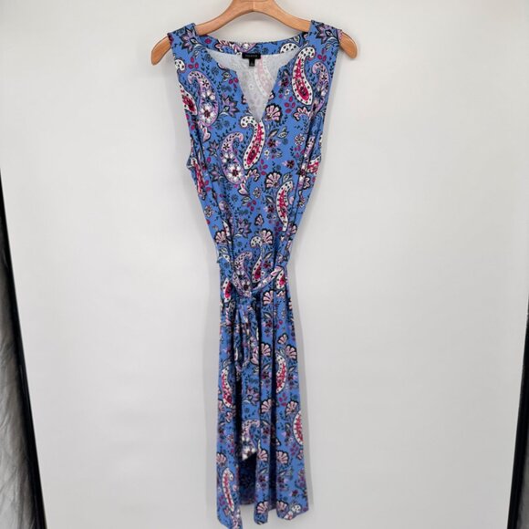 Talbots Effortless Jersey knit Tie Waist Midi Dress Seaside Paisley size large - Picture 8 of 13